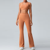 Women Yoga Set Exercise Yoga Clothes Wide Leg Bootleg Pants