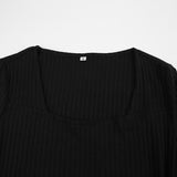 Women Dress Autumn Winter Retro Elegant Square Collar Long Sleeve Dress