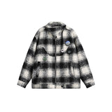 Unisex Jacket Vintage Plaid Loose Stand Collar Jacket Spring and Autumn Coat