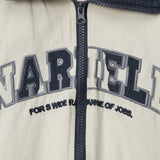 Women Jacket Letter Embroidered Color Matching Casual Coat Lapel Sports Jacket