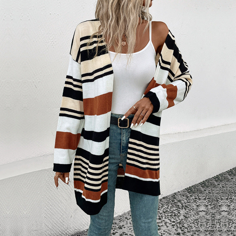 Women Knitted Sweater Autumn and Winter Long Cardigan