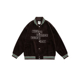 Unisex Jacket Vintage Baseball Uniform Jacket Men's and Women's Loose Embroidered Corduroy Jacket