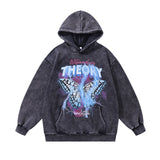 Men Hoodie Distressed Loose Couple Hoodies Retro Hooded Sweatshirt for Men and Women