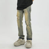 Men Jeans Ripped Straight Jeans Men and Women Loose Slim Trousers
