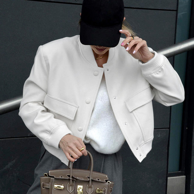 Women Trench Coat Woolen Fall Winter Coat Casual Baseball Uniform
