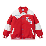 Men Jacket Coat Color Contrast Patchwork Towel Letter Baseball Uniform Men Loose Jacket