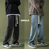 Men Jeans Retro Loose Casual Straight Wide Leg Pants