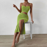 Women Dress Hollow Sheath Knitted Sexy Suspenders Dress