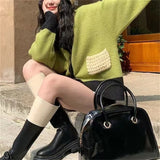 Women Knitted Cardigan V-neck Sweater Autumn and Winter Loose Knitted Cardigan