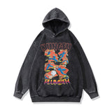 Men Hoodie Washed Cartoon Hooded Sweatshirt Men's and Women's Vintage Top