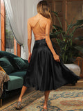 Women Dresses Sexy Backless Spaghetti Straps Dress Long Dress Split Suspender Skirt (Zns0409)