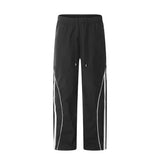 Men Sweatpants Sports Casual Pants Men's Striped Stitching Loose Straight Elastic Trousers