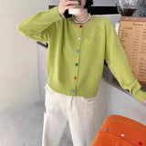 Women Knitted Cardigan Spring round Neck Long Sleeve Knitted Cardigan Sweater Coat