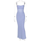 Women Dresses Spring Sexy Slim Fit Backless Strap Floral Dress