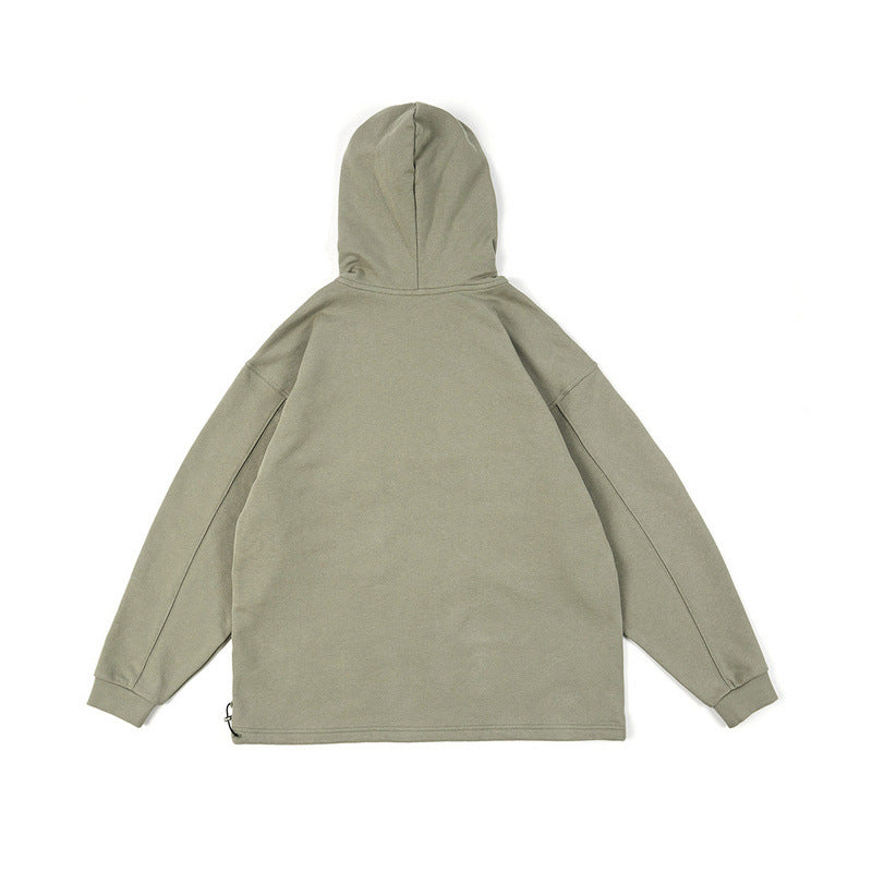 Men Hoodie Half Zipper Vintage Outdoor Jacket Coat Male