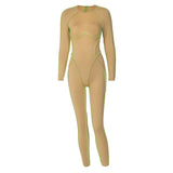 Women Jumpsuit Spring Slim-Fitting round Neck Sexy Backless Zipper Jumpsuit