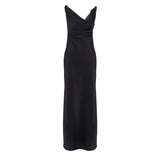 Women Dress Spring Black Sheath Dress Long Skirt