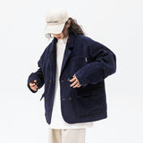 Unisex Jacket Vintage Overalls Jacket Casual Suit Loose Profile Corduroy Jacket