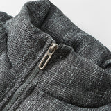 Unisex Winter Cotton Coat Winter Stand-up Collar down Jacket Vintage Labeling Decorative down Jacket