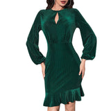 Women Dress Hollow round Neck Hip Skirt