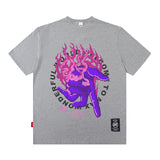 Men T Shirt Oversize Butterfly Flame Print Short Sleeve T-shirt