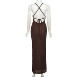 Women Dresses Summer Sling Backless Dress (Bla0420)