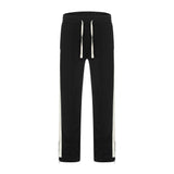 Men Sweatpants Colorblock Casual Pants Boys Zipper Slit Loose Wide Leg Pants