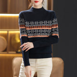 Women Knitted Pullover Turtleneck Sweater Women's Red Short Knitted Top