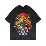 Washed Vintage Short Sleeve T-Shirt ONE PIECE Anime Luffy Oversize