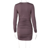 Women Dresses Spring V Long Sleeve Slim Fit Dress