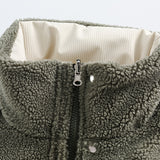 Unisex Winter Cotton Coat Vintage Double-Sided Wear Loose and Warm Pocket Cashmere Cotton-Padded Coat