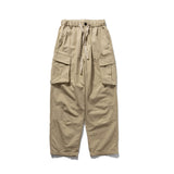 Men Sweatpants Mechanical Style Multi-Pocket Cargo Pants Loose Casual Solid Color Wide-Leg Pants