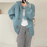 Women Knitted Cardigan Hooded Cable-Knit Sweater Coat Female Autumn and Winter Loose Knitted Cardigan