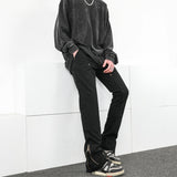 Men Jeans Casual Pants Zipper Cargo Pants Straight Bootleg Pants
