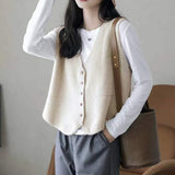 Women Knitted Cardigan Autumn and Winter Knitting Vest Cardigan Loose V-neck Vest