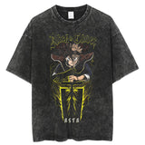 Anime printing, washed Japanese retro t-shirt short-sleeved men