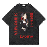 Washed retro T-shirt street print graphic casual cotton summer short sleeves