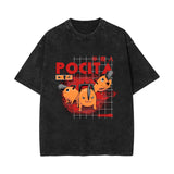 Summer chainsaw man, washed old retro cotton short-sleeved T-shirt