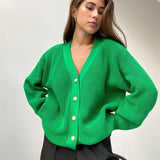 Ladies Leisure Knitwear Loose Knitted Sweater Women Casual Solid Color Autumn and Winter Cardigan