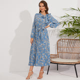 Women Date Dress Autumn and Winter Leisure Floral Print Long Sleeve Dress