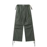 Men Sweatpants Overalls Men's Pleated Multi-Pocket Trousers Drawstring Leisure Trousers