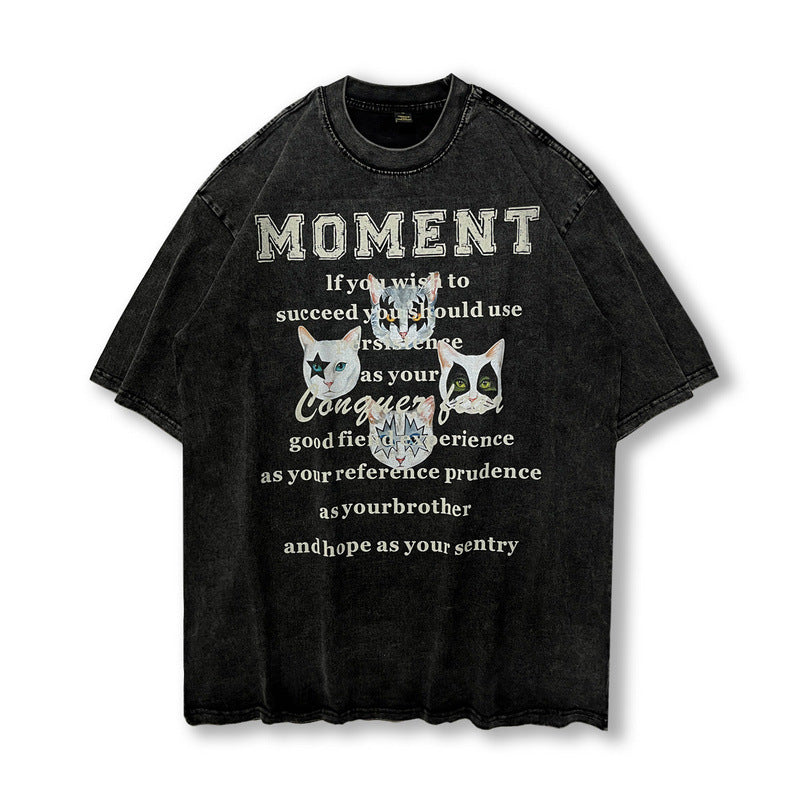Men T Shirt Vintage Worn Looking Washed-out Short Sleeve T-shirt