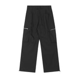 Men Sweatpants Sports Zipper Workwear with Pocket Casual Pants Men Straight-Leg Wide-Leg Pants