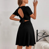 Women Dress Sexy Backless V-neck Skirt Dress