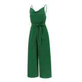 Women Date Dress Summer Sexy Slim-Fit Suspender Wide-Leg Jumpsuit Trousers