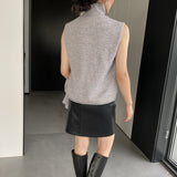 Women Knitted Two-Piece Set Turtleneck Vest Cardigan Knitted Two-Piece X3050