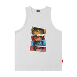 Men Vest Flame Rose Print Sleeveless T-shirt Men Oversize Hip Hop Retro Tank-Top Summer