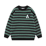 Unisex Sweater Autumn Striped Love Embroidered Sweater