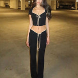 Women Co-Ord Set Summer Navel T-shirt Top Sexy Two-Piece Suit