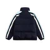 Unisex Winter Cotton Coat Letter Printed Hooded Cotton-Padded Coat Vintage Loose and Warm Cotton-Padded Coat